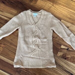 Barneys New York Tan V-Neck Sweater